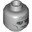 Набор LEGO Minifig Head Alien with Yellow Eyes, Wrinkled Brow, Scar Print (SW Darth Malgus) [Blocked Open Stud], Светлый сине-серый