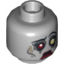 Набор LEGO Minifig Head Dual Sided Alien with White and Red Eye, Eyelashes and Red Lips, Sad / Determined Print (Zombie Bride) [Hollow Stud], Светлый сине-серый