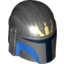 Набор LEGO Minifig Helmet with Holes, SW Mandalorian with Light Lime Trident Print, Pearl Dark Gray