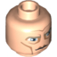 Набор LEGO Minifig Head Male Large Blue Eyes, Cheek Lines and High Brow Print (SW Clone Wars Pre Vizsla) [Hollow Stud], Light Flesh