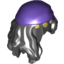 Набор LEGO Minifig Hair Female Mid-Length with Part over Front of Right Shoulder with Dark Purple Rag Wrap / Bandana and 3 Gold Coins Print, Черный