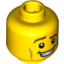 Набор LEGO Minifig Head Male Brown Eyebrows, Raised Right Eyebrow, Cheek Lines, Open Mouth Smile with Teeth Print [Blocked Open Stud], Желтый