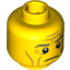 Набор LEGO Minifig Head Male Gray Eyebrows, Wrinkles, Downturned Mouth Print [Blocked Open Stud], Желтый