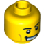 Набор LEGO Minifig Head - Black Eyebrows, Cheek Lines, Mouthguard and White Pupils Print [Blocked Open Stud], Желтый