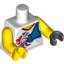 Набор LEGO Torso V Neck Shirt with Team GB Logo and Blue Bow Holder Print / Yellow Arms / Yellow Hand Right / Black Hand Left, Белый