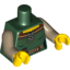 Набор LEGO Torso Female Dress with Brown Laced Collar, Belt and Pouch Print / Dark Tan Arms / Yellow Hands, Темно-зеленый