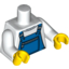 Набор LEGO Torso Overalls Blue with Zippered Front Pocket Print / White Arms / Yellow Hands, Белый