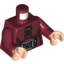 Набор LEGO Torso LotR Coat with Plaid Collar and Large Silver Buckle Print / Dark Red Arms / Light Flesh Hands, Темно-красный