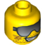 Набор LEGO Minifig Head Dual Sided Black Sunglasses, Stubble, Scratches, Grin / Black Eyebrows, White Pupils, Determined Print (Frank Rock) [Blocked Open Stud], Желтый