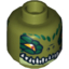 Набор LEGO Minifig Head Dual Sided Crocodile with Dark Green Eye Borders, Wide Eyes / Narrow Eyes Print [Crawley] [Hollow Stud], Оливковый