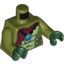Набор LEGO Torso Crocodile Skin with Dark Red Bandana and Necklace with Chi Orb Print / Olive Green Arms / Dark Green Hands, Оливковый