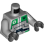 Набор LEGO Torso Galaxy Squad Robot with Wide Black Belt and Bright Green Plates Print / Light Bluish Gray Arms / Black Hands, Светлый сине-серый