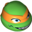 Набор LEGO Minifig Head Modified Ninja Turtle with Orange Mask and Smile Print (Michelangelo), Ярко-зеленый