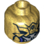 Набор LEGO Minifig Head Alien with Black, Purple and White Print [Hollow Stud], Pearl Gold