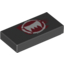 Набор LEGO Tile 1 x 2 with White Fangs and Dark Red Print, Черный
