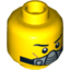 Набор LEGO Minifig Head Dual Sided Black Eyebrows, Cheek Lines, Smile / Breathing Apparatus Print [Hollow Stud], Желтый