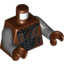 Набор LEGO Torso LotR Vest with Silverwork, Large Double Belt and Buckle Print / Dark Bluish Gray Arms / Reddish Brown Hands, Красно-коричневый