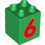 Набор LEGO Duplo Brick 2 x 2 x 2 with Number 6 Red Print, Зеленый