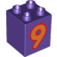 Набор LEGO Duplo Brick 2 x 2 x 2 with Number 9 Orange Print, Темно-фиолетовый