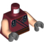 Набор LEGO Torso Robe with Brown Belt and Gray and Black Shoulder Plates Print / Light Flesh Arms / Dark Bluish Gray Hands, Темно-красный