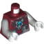 Набор LEGO Torso Chi Armour Vest with Silver Wolf Head and Blue Chi Jewel Print / Light Bluish Gray Arms / White Hands, Темно-красный