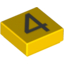 Набор LEGO Tile 1 x 1 with Silver Number 4 Print, Желтый