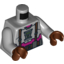 Набор LEGO Torso Armor with Suspenders and Utility Belt over Purple Shirt Print / Light Bluish Gray Arms / Reddish Brown Hands, Светлый сине-серый