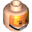 Набор LEGO Minifig Head Dual Sided Stern Brown Eyebrows, Pupils and Orange Visor / Open Mouth Print [Luke Skywalker] [Hollow Stud], Light Flesh