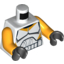 Набор LEGO Torso SW Armor Clone Trooper with Bright Light Orange Markings Print / Bright Light Orange Arms / Black Hands, Белый