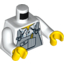 Набор LEGO Torso Sand Blue Overalls with Wheat Ear in Pocket Print / White Arms / Yellow Hands, Белый