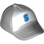 Набор LEGO Minifig Cap, Short Curved Bill with Seams and Button on Top and Blue 'S' on White Print, Светлый сине-серый