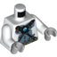 Набор LEGO Torso Bare Gray Chest, Rope and Vine Belt and Necklace with Blue Round Jewel (Chi) Print / White Arms / Light Bluish Gray Hands, Белый