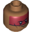 Набор LEGO Minifig Head Dual Sided Dark Red Face Paint Determined / Scared Print (Red Knee)  [Hollow Stud], Medium Dark Flesh