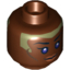 Набор LEGO Minifig Head Female with Violet Eyes, Brown Lips and Pale Green Head Paint Print (SW Stass Allie) [Hollow Stud], Красно-коричневый