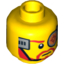 Набор LEGO Minifig Head Dual Sided Cyborg Eyepiece, Beard, Determined / Breathing Apparatus Print [Hollow Stud], Желтый