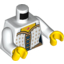 Набор LEGO Torso Corset with Gold Diamonds, Blue Laces, Gold Belt and Necklace with Red Round Jewel Print / White Arms / Yellow Hands, Белый
