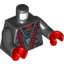 Набор LEGO Torso with Lace-up Shirt, Red Trim and Silver Dragon Head Chain Print / Black Arms / Red Hands, Черный