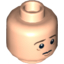 Набор LEGO Minifig Head Dual Sided Brown Eyebrows Worried / Angry Print [Hollow Stud], Light Flesh