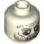 Набор LEGO Minifig Head Dual Sided LotR Ghost with Glowing Eyes, Moustache, and Circles on Temples, Mouth Closed / Mouth Open Print [Hollow Stud], Glow in Dark White