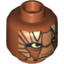 Набор LEGO Minifig Head Alien with SW Dark Tan Features and White Horns Print (Nikto Guard) [Hollow Stud], Темно-оранжевый