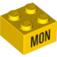Набор LEGO Brick 2 x 2 with Black 'MON' Print, Желтый