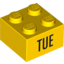 Набор LEGO Brick 2 x 2 with Black 'TUE' Print, Желтый