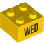 Набор LEGO Brick 2 x 2 with Black 'WED' Print, Желтый