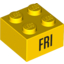 Набор LEGO Brick 2 x 2 with Black 'FRI' Print, Желтый