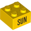 Набор LEGO Brick 2 x 2 with Black 'SUN' Print, Желтый