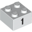 Набор LEGO Brick  2 x  2 with Black "1" Print, Белый
