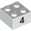 Набор LEGO Brick  2 x  2 with Black "4" Print, Белый