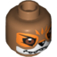 Набор LEGO Minifig Head Dual Sided Chima Fox with White and Orange Face Details Smile / Grim Print [Hollow Stud], Medium Dark Flesh