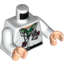 Набор LEGO Torso Devo Suit with Stopwatch and Notebook Front and Radiation Symbol Back Print (Doc Brown) / White Arms / Light Flesh Hands, Белый