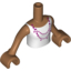 Набор LEGO Torso Friends White Vest Top with Magenta Necklace, Medium Dark Flesh Arms with Hands, Medium Dark Flesh